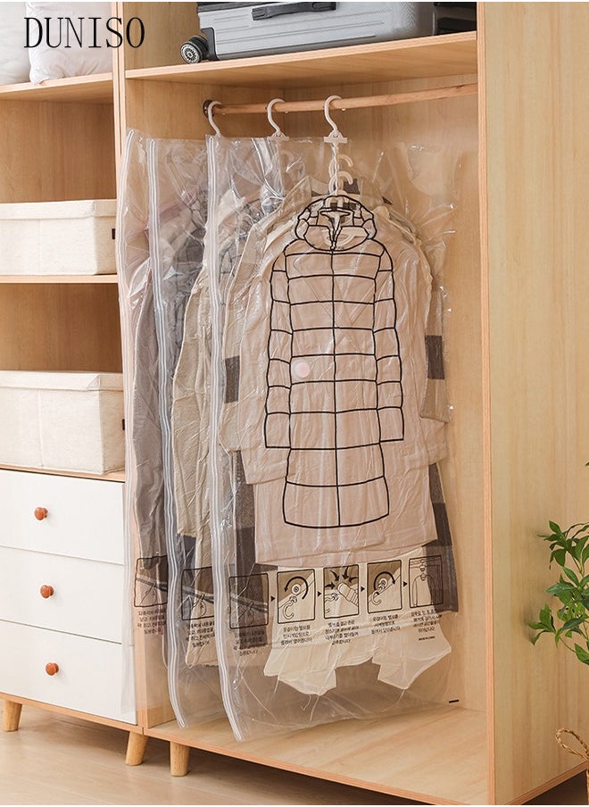 6 pieces hanging vacuum bag storage bag, reusable, space saving, compression bag with hanger, 3 pieces 70 x 130 cm, 3 pieces 70 x 90 cm
