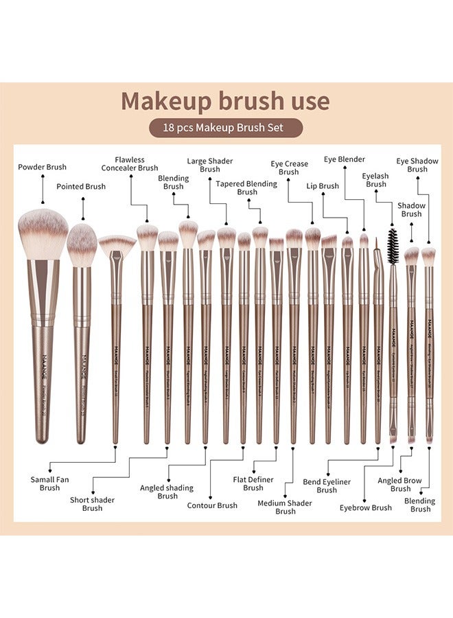 مانجي مجموعة فرش مكياج 20 قطعة ، فرشاة مكياج عيون احترافية مع علبة هدايا ، فرش مكياج أدوات فرشاة أحمر الخدود ظلال العيون - Image 2