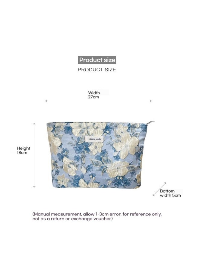 أوليس فيرس  حافظة مكياج كبيرة سعة بتطريز بارز للزهور – قماش سميك من البروكيه وقطن كانفس، منظم متعدد الاستخدامات للسفر والحياة اليومية - Image 3