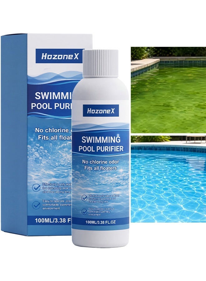 HOZONEX Swimming Pool Purifier, Pool Clarifier, Ultimate Clarity Booster For Crystal Clear Water, Fast Acting & Long Lasting, Reduces Cloudiness, Enhances Filter Performance, Safe For All Pools, 100ml - Image 1