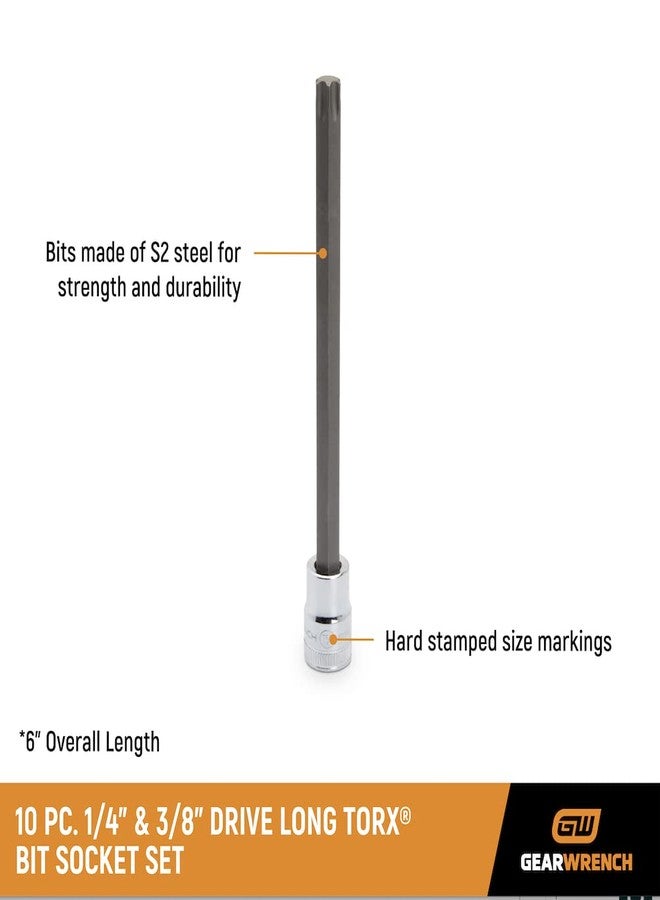 GEARWRENCH 10 Pc. 1/4" & 3/8" Drive Long Torx Bit Socket Set - 80588 - Image 3