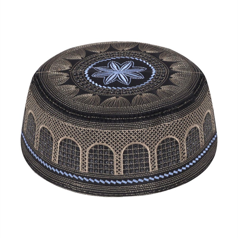 Ylucky Men Muslim Prayer Kufi Hat Prayer Headwear Cap Islamic Beanie Skull Cap Embroidery Kofia Topi Sun Hat Black - Image 1