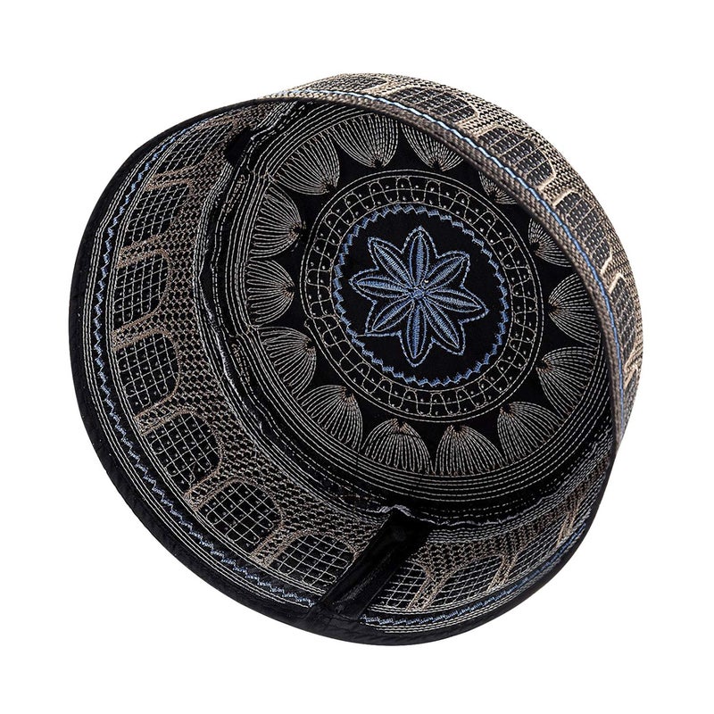 Ylucky Men Muslim Prayer Kufi Hat Prayer Headwear Cap Islamic Beanie Skull Cap Embroidery Kofia Topi Sun Hat Black - Image 3