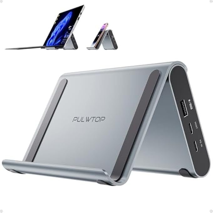 PULWTOP USB C DOCKING STATION DUAL MONITOR FOR WINDOWS LAPTOP, DUAL DISPLAYS WITH 2 XHDMI 4K, 3 X USB-C/A 10GBPS, 2 X USB-A 5GBPS, USB-2.0, ETHERNET, PD - Image 1