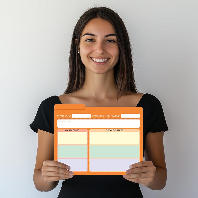 PARTH IMPEX 60 Pack Project File Folders, 1/3 Cut Tab with Assorted Positions, Letter Size Paper Holders (9.37â€ x 11.75â€) Preprinted Job Tracking Manila Colored File Jackets - Thin Paper Folders - Image 3