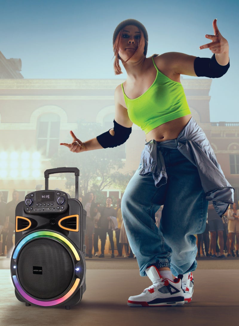 GREEN LION PartyLife 500 Bluetooth Speaker – 50W RMS Power, 4400mAh Battery, Deep Bass, 50Hz-20kHz Frequency, Wireless Mic, Remote Control, Bluetooth 5.0, and Light Show for Immersive Party Experiences - Black  - Image 3