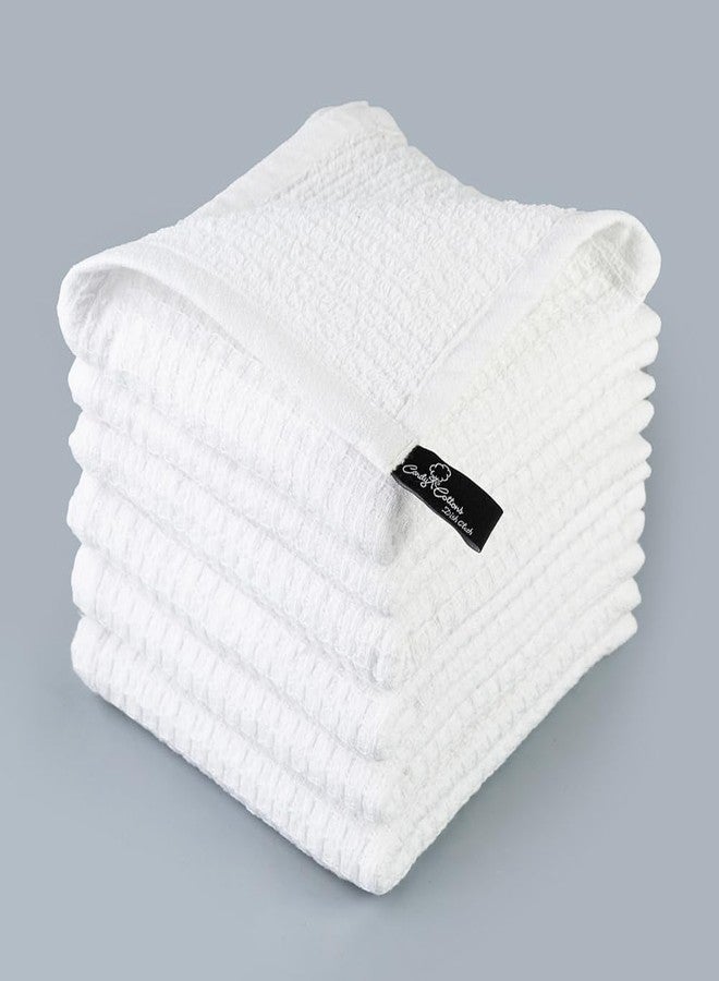 Candy Cottons DishCloths Kitchen|Waffle Terry Weave Hand Towels|Cotton 12"x12" Reusable Dish Rags Washing Scrub Cleaning Dishes|Dish Bar Mop Towels Hand Wipes| washcloth |6 Pc Set-White - Image 1