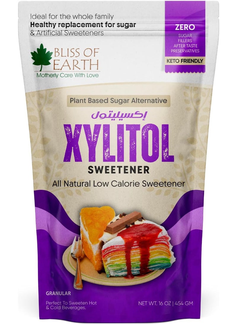 بليس اوف ايرث 1رطل مُحلي إكسيليتول، 100٪ طبيعي، بديل السكر 1:1، مُحلي منخفض المؤشر الجلايسيمي للخبز والشاي والقهوة، (454 جم) - Image 1