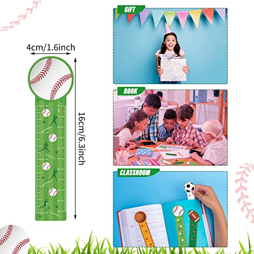 Teling 96 Pcs Cute Sports Bookmark Rulers for Kids Bulk Sport Themed Bookmark Reading Ruler Birthday Party Favor Gift for Student Teens Baseball Soccer Basketball Football Classroom Prize Supplies - Image 2