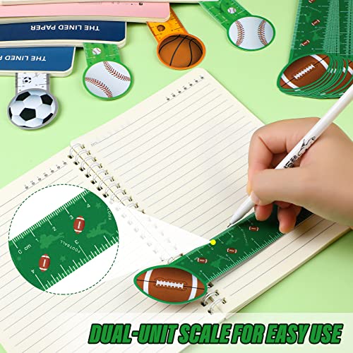 Teling 96 Pcs Cute Sports Bookmark Rulers for Kids Bulk Sport Themed Bookmark Reading Ruler Birthday Party Favor Gift for Student Teens Baseball Soccer Basketball Football Classroom Prize Supplies - Image 4