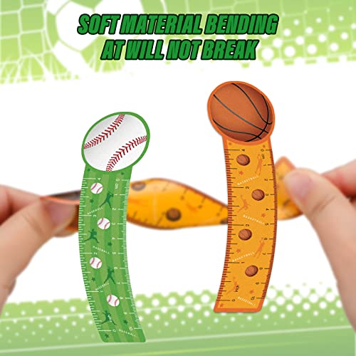 Teling 96 Pcs Cute Sports Bookmark Rulers for Kids Bulk Sport Themed Bookmark Reading Ruler Birthday Party Favor Gift for Student Teens Baseball Soccer Basketball Football Classroom Prize Supplies - Image 3