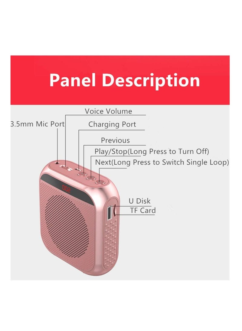 Arabest Voice Amplifier with Wired Microphone Headset, Portable Rechargeable PA System Speaker,  Personal Microphone Speech Amplifier, Loudspeaker for Teachers, Tour Guides/Coaches Metting (Rose Gold)  - Image 4