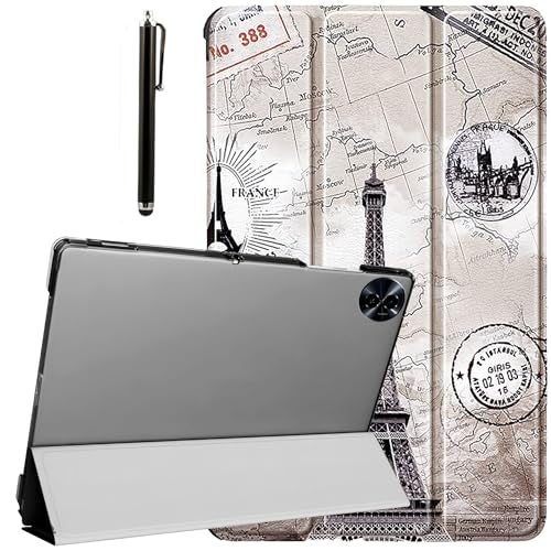 ProElite Case Cover for Realme Pad 2 11.5 inch Cover, Smart Flip Case Cover for Realme Pad 2 11.5 inch Translucent Back with Stylus Pen, Eiffel - Image 1