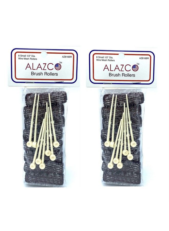 ALAZCO 16 Pc Vintage Style Hair Roller Mini Small Brush Rollers & Pins Mesh Hair Curlers With Bristles 2"X 1/2" With Flexible Locking Pins Tight Small Curls Short Hair Kids Pageants Doll Hair - Image 2