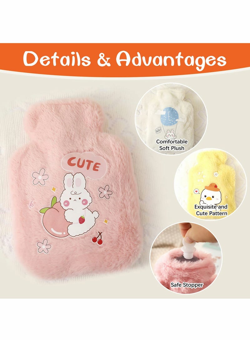 3Pack Mini Hot Water Bottles with Soft Cover Cute Plush Bag Bottle for Neck Shoulder Pain Relief and Hand Feet Warmer Menstrual Cramps Compress Cold Therapy - Image 2