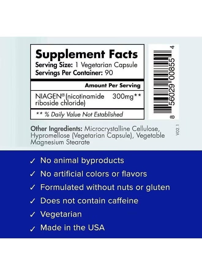 TRU NIAGEN 90 Capsules Nicotinamide Riboside NAD+ Supplement, Patented Formula NR, 300 mg per capsule (3 months)  - Image 3