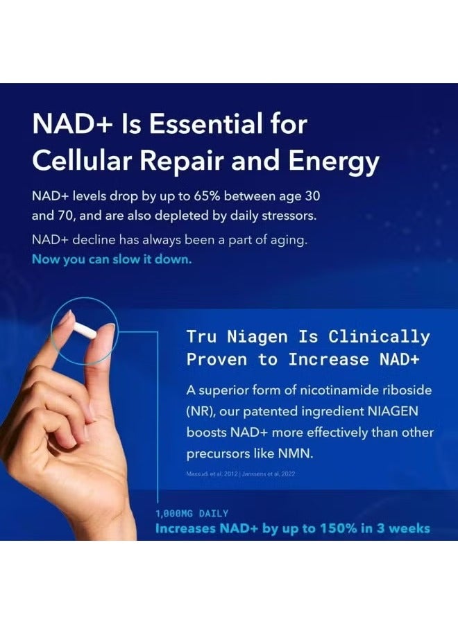 TRU NIAGEN 90 Capsules Nicotinamide Riboside NAD+ Supplement, Patented Formula NR, 300 mg per capsule (3 months)  - Image 2