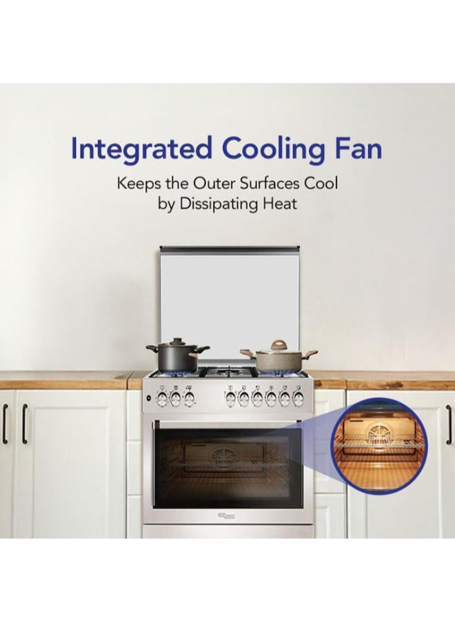 SUPER GENERAL Renewed - 90X60 cm 5 Burner Cooking Range with Turbo Fan  - 1 Year Warranty - 5 SGC9607FSHGF Silver - Image 3