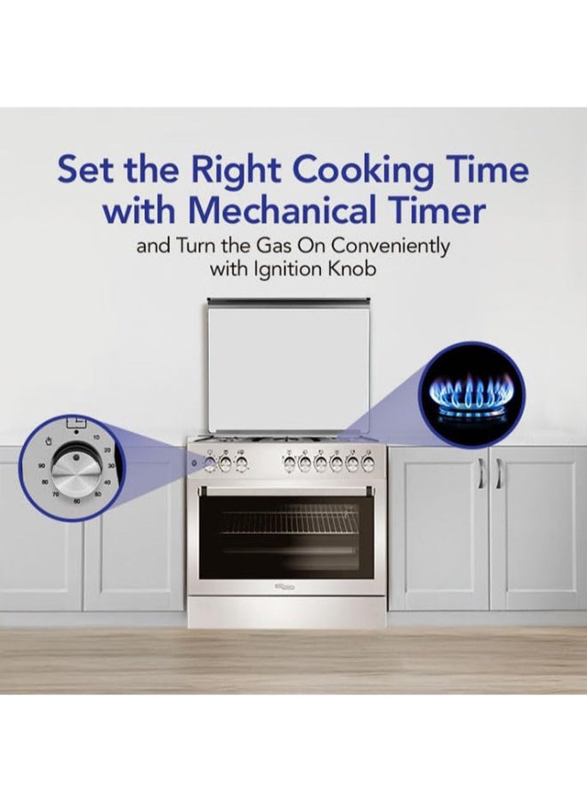 SUPER GENERAL Renewed - 90X60 cm 5 Burner Cooking Range with Turbo Fan  - 1 Year Warranty - 5 SGC9607FSHGF Silver - Image 5