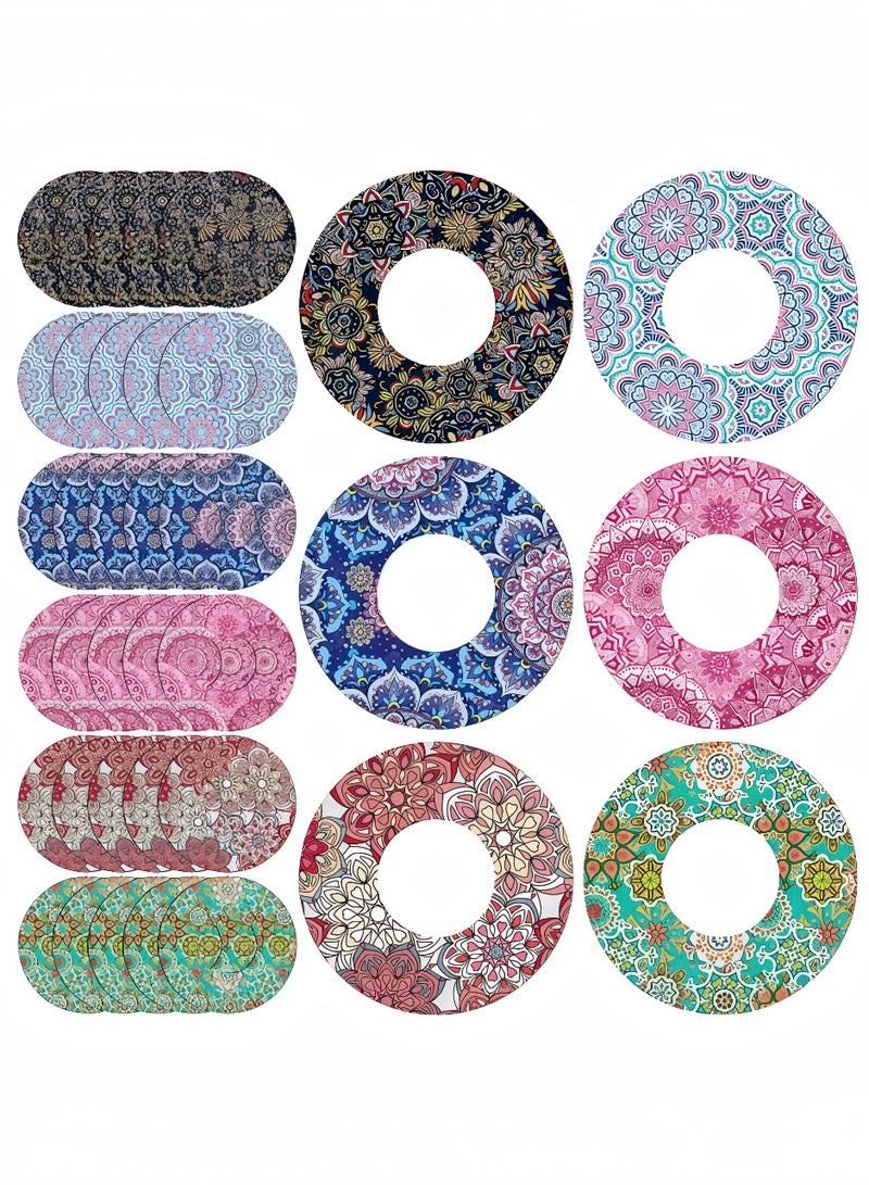 Peachjoy 36 عبوة لاصقة لرقعة Libre 2، مع رقع زهور ماندالا، أغطية CGM مقاومة للماء، أغطية مراقبة سكر الدم الملونة المقاومة للعرق بشريط خلفي مقسم - Image 1