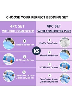 FAMYO Famyo 4pc Bedding Set King Size 250 TC Fitted Bedsheet Comforter Cover 2 Pillow Covers for Kids Duvet Bedding Set Milk Chocolate  - Image 2