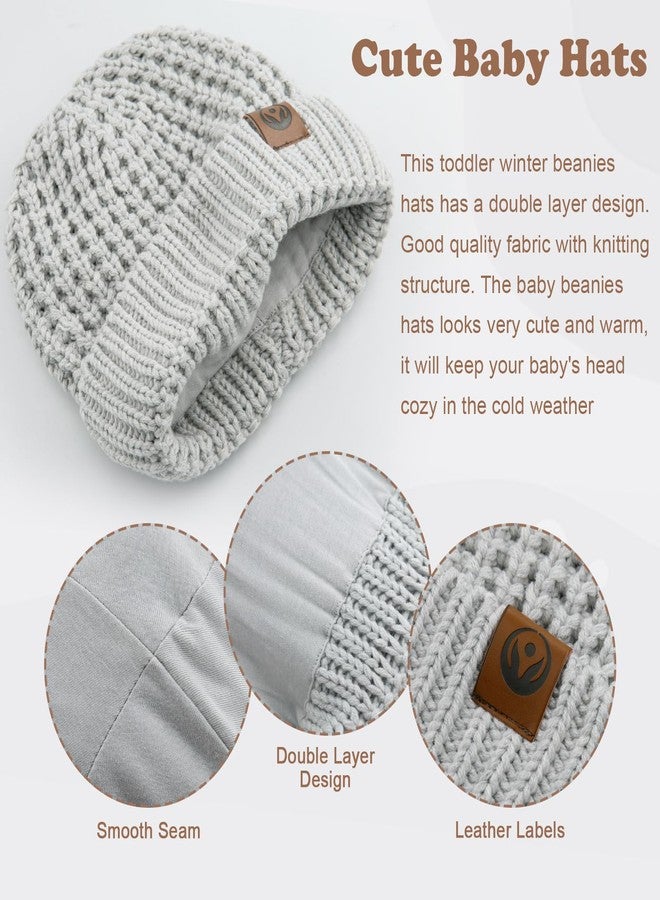 POMIJIAN Knitted Toddler Winter Hat Beanie for Baby Boy Girls Soft Cotton Cute Toddler Beanie Warm Infant Hats Outdoor (US, Age, 3 Years, 8 Years, Gray) - Image 4