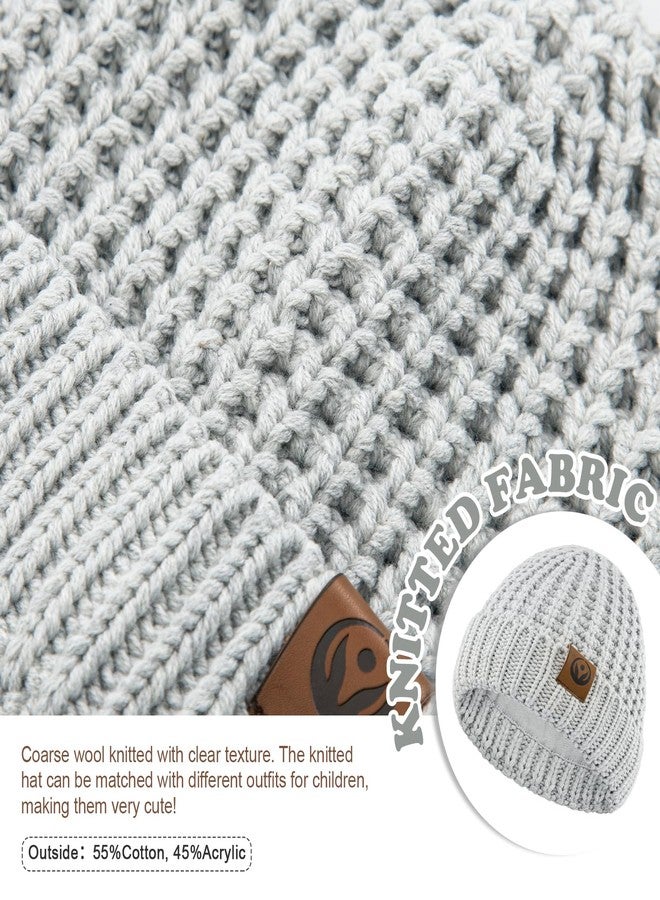 POMIJIAN Knitted Toddler Winter Hat Beanie for Baby Boy Girls Soft Cotton Cute Toddler Beanie Warm Infant Hats Outdoor (US, Age, 3 Years, 8 Years, Gray) - Image 2