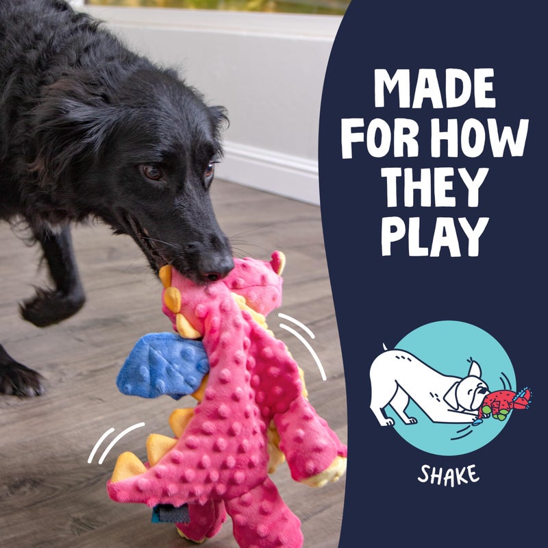 goDog Bubble Plush Dragons Squeaky Dog Toy, Chew Guard Technology - Coral, Large - Image 5