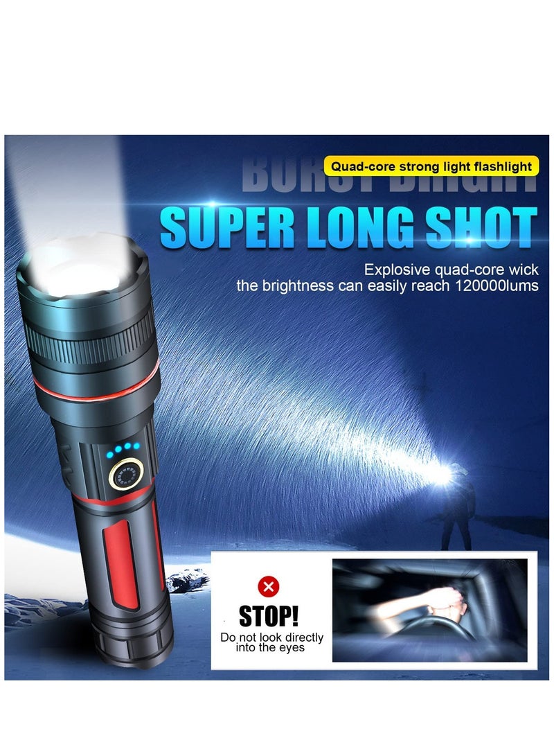 Rechargeable LED Flashlights High Lumens 120000 Lumens Super Bright Flashlight 5 Modes Zoomable IP68 Waterproof Tactical Flashlights for Emergencies and Camping - Image 3