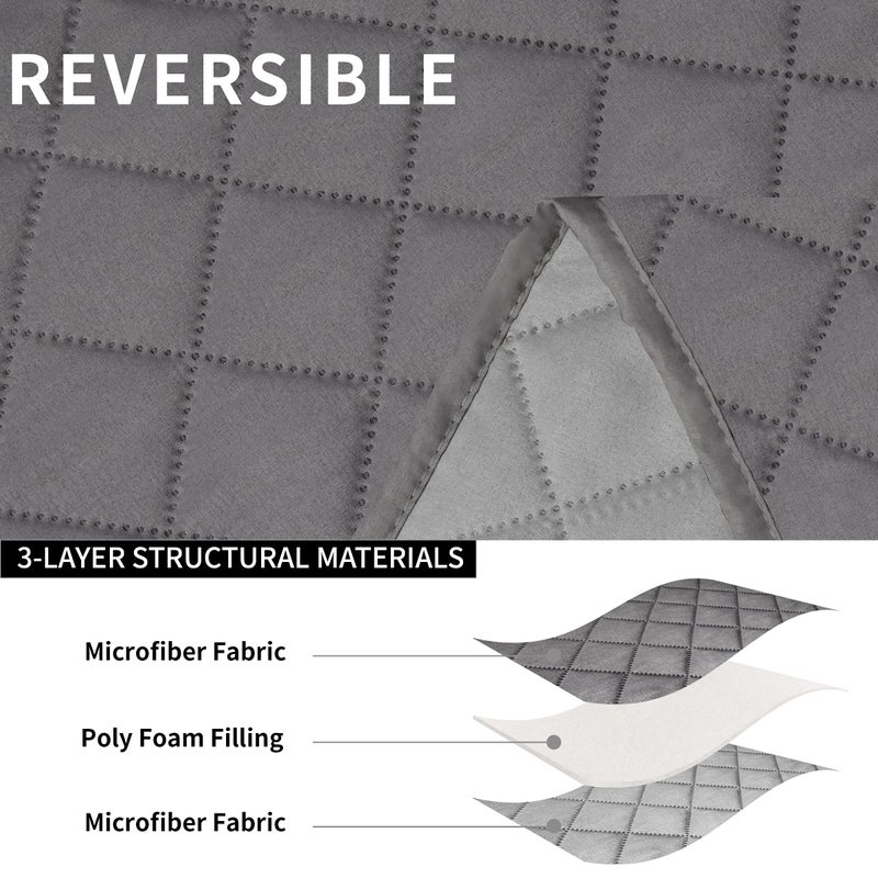 Easy-Going Recliner Sofa Cover, Reversible Couch Cover for 3 Seat Recliner, Split Sofa Cover for Each Seat, Furniture Protector with Elastic Straps for Dogs, Pets(3 Seater, Gray/Light Gray) - Image 5