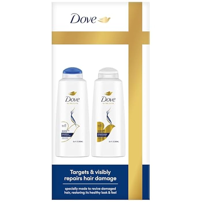 Dove مجموعة العناية بالشعر من دوف للإصلاح المكثف - مجموعة شامبو وبلسم للإصلاح المكثف للشعر الجاف والتالف، التحكم في التجاعيد، 20.4 أونصة لكل منهما (مجموعة من قطعتين) - Image 4