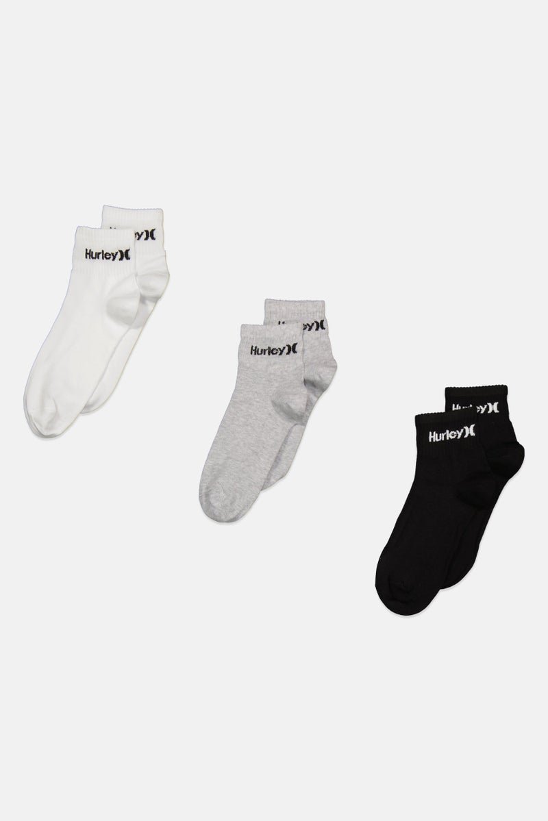 Hurley Men 3 Pairs Brand Logo Crew Socks, Multicolor  - Image 1