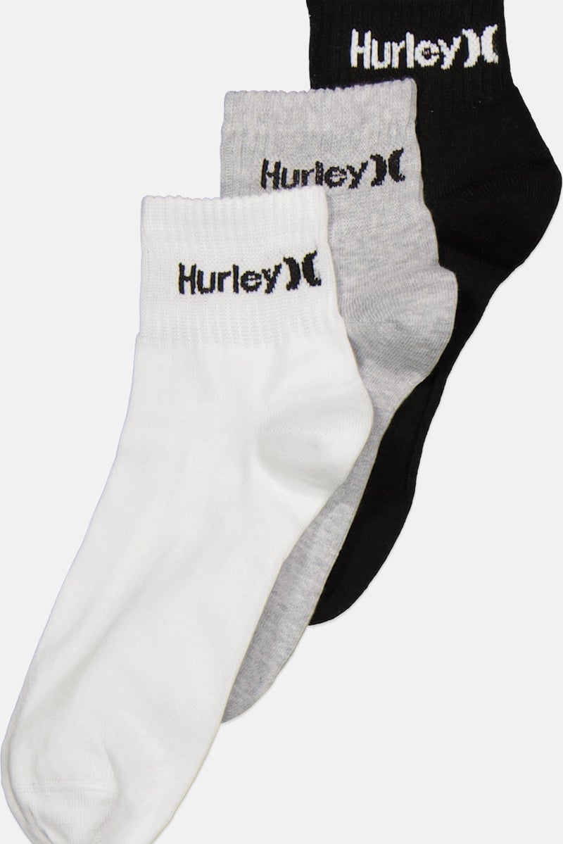 Hurley Men 3 Pairs Brand Logo Crew Socks, Multicolor  - Image 2