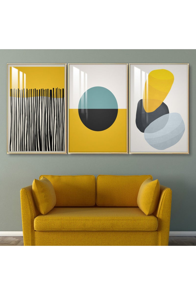 ماركتنا ثلاث لوحات جدارية خشبية بإطار وطبقة أكريليك شفافة - Image 1