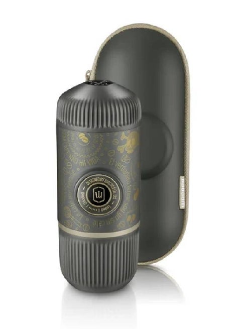 Nanopresso Dark Souls | Portable Espresso Machine w/ Travel Case, 18Bar High Extraction Power, 80ml Water Capacity, Works w/ NS Adapter for Capsules, For Camping, Travel, Office, Home - Grey