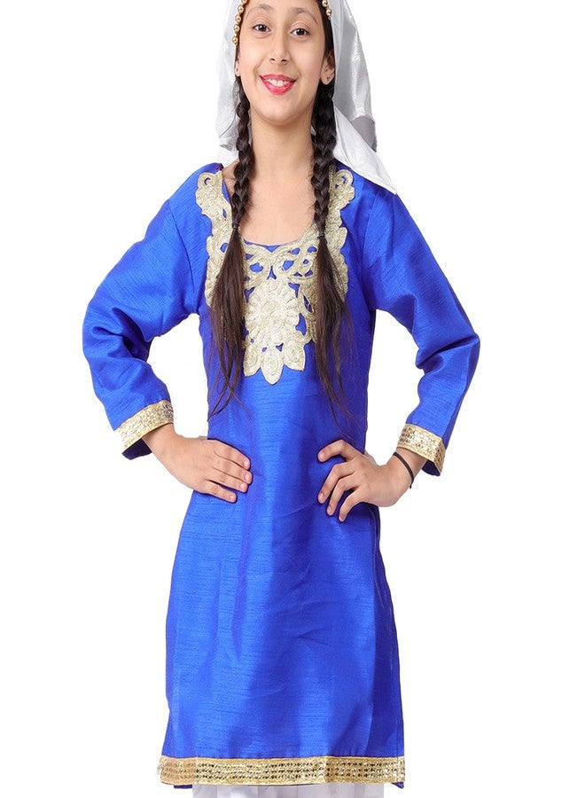DESI ANDAAZ Kashmiri Girl Dress For Kids Set of 3(Suit,Salwar & Scarf) Indian State & Folk dance Fancy Dress Costume for Kids & Adults - Image 4