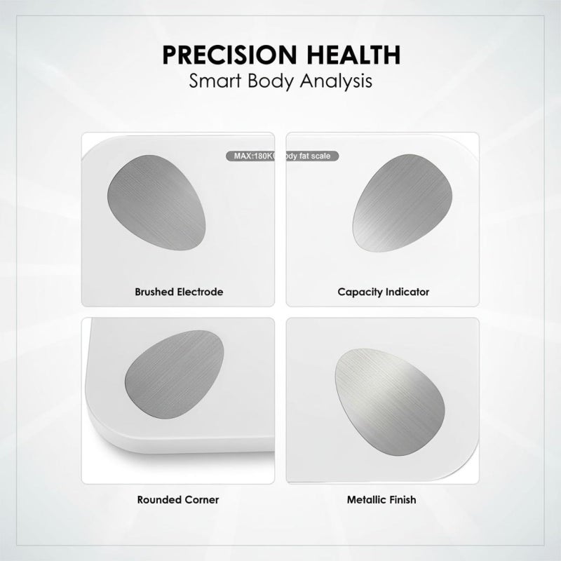Digital Smart Body Fat Scale White 18 Key Data BMI App Sync 396 8 Lbs Capacity 10 2 X 10 2 In - Image 4
