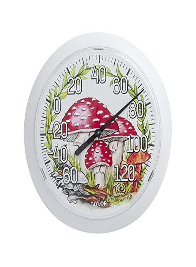 Taylor Forest Mushrooms Indoor Outdoor Dial Thermometer, Wireless Thermometer with Easy to Read Numbers for Patio, Pool, Garage and Indoor Areas, 8.5-inch, White - Image 1
