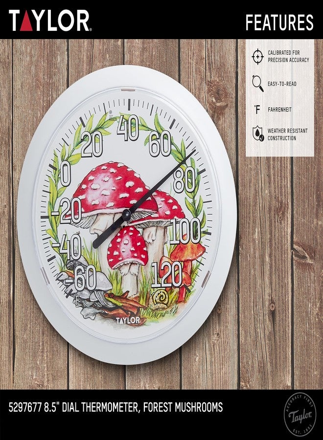 Taylor Forest Mushrooms Indoor Outdoor Dial Thermometer, Wireless Thermometer with Easy to Read Numbers for Patio, Pool, Garage and Indoor Areas, 8.5-inch, White - Image 2