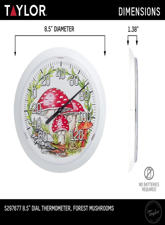 Taylor Forest Mushrooms Indoor Outdoor Dial Thermometer, Wireless Thermometer with Easy to Read Numbers for Patio, Pool, Garage and Indoor Areas, 8.5-inch, White - Image 4