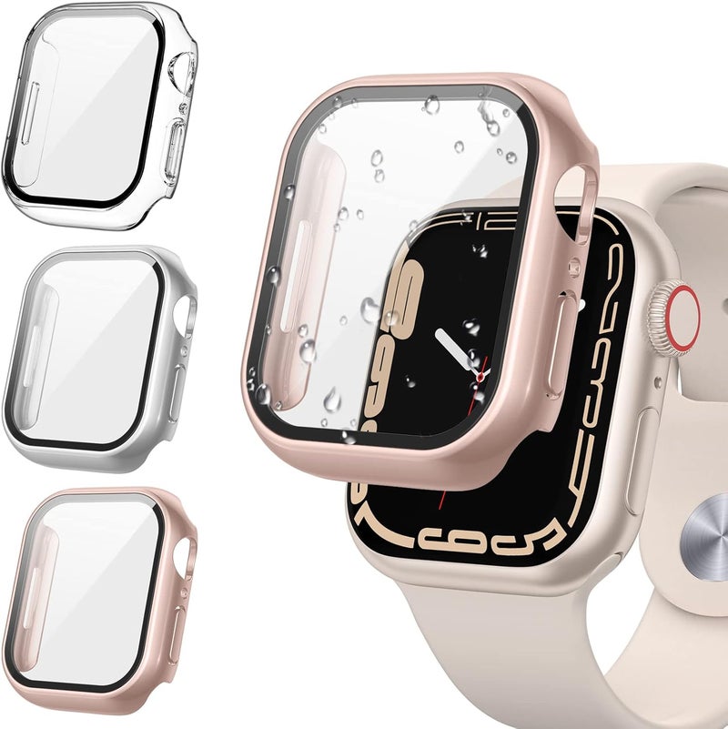 Tensea [3PCS for Apple Watch Screen Protector Case 38mm Series 3/2/1 Accessories, iWatch Protective Face Cover for Women Men, Tempered Glass Film Hard Bumper for iPhone Watch 38 mm - Image 1