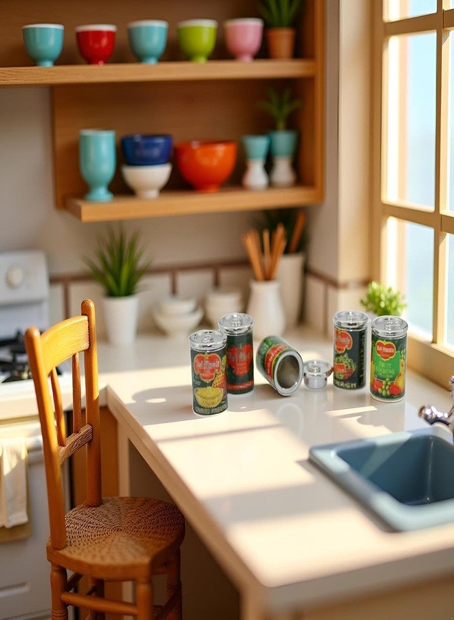 Kryoflare 5Pcs Miniature Cans Dollhouse Kitchen Accessories, 1:12 Scale, Dollhouse Décor and Miniature Food - Image 3