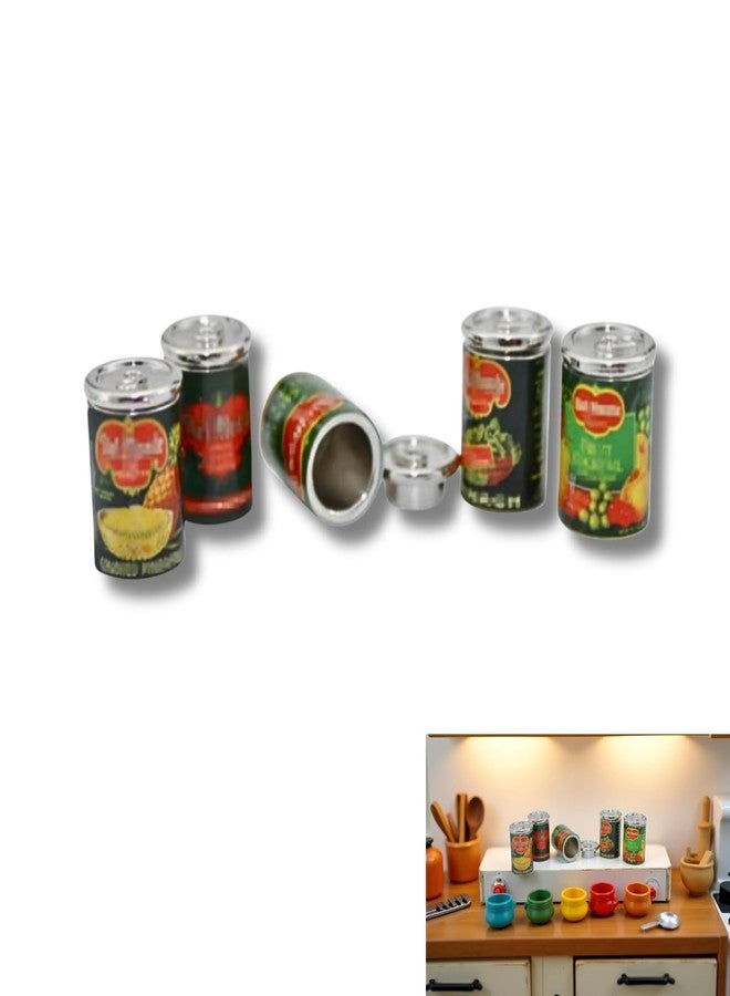 Kryoflare 5Pcs Miniature Cans Dollhouse Kitchen Accessories, 1:12 Scale, Dollhouse Décor and Miniature Food - Image 1