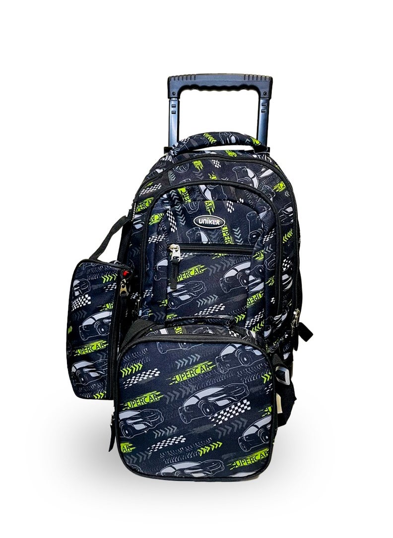 Uniker - Kids trolley School bag 3 Pcs/Set School Bags for Teenage Girls Student Backpack School Bag With Pencil Case Lunch Bag - Image 1