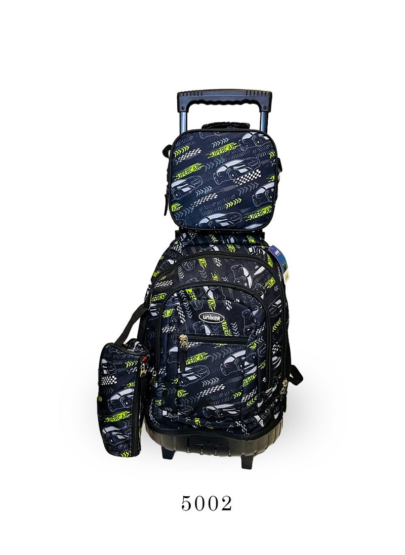 Uniker - Kids trolley School bag 3 Pcs/Set School Bags for Teenage Girls Student Backpack School Bag With Pencil Case Lunch Bag - Image 1