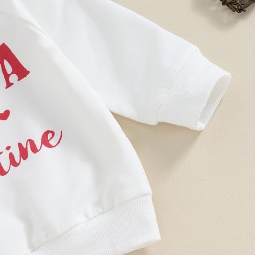 LouVasabuce Infant Baby Boy Valentines Day Clothes Outfit Letter Print Sweatshirt Top Elastic Waist Pants Set (White, 3-6 Months) - Image 5