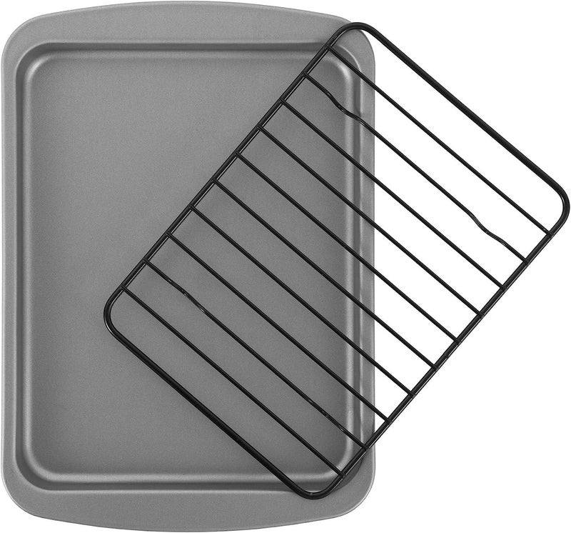 OvenStuff G  S Metal Products Company OvenStuff Toaster Oven Cookie Baking Pan with Nonstick Cooling Rack 85 x 65