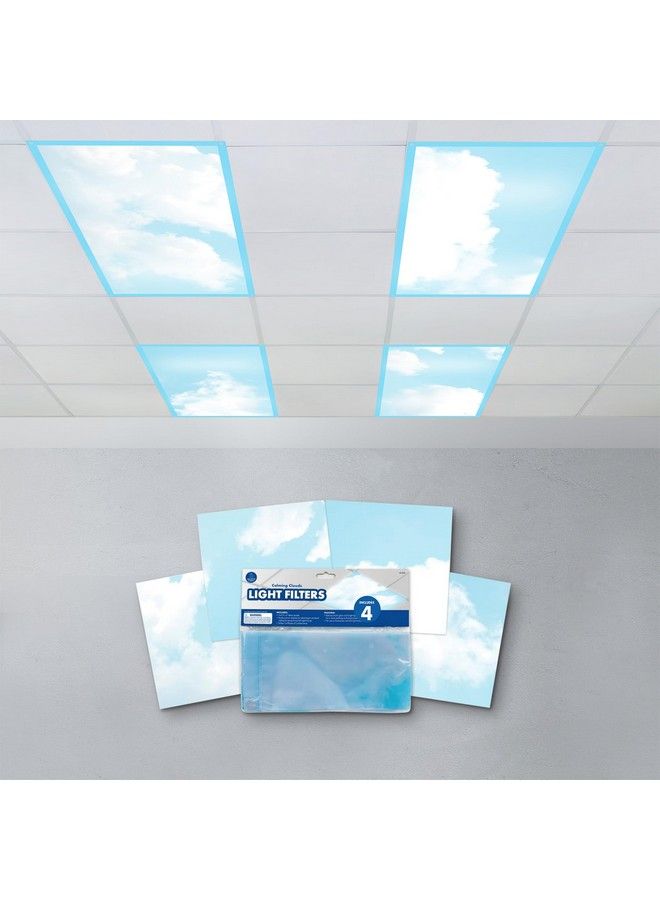 Educational Insights Calming Clouds Light Filters 4Pack Fluorescent Light Covers Easy Install For Office Hospitals Home & Classroom Supplies  - Image 1