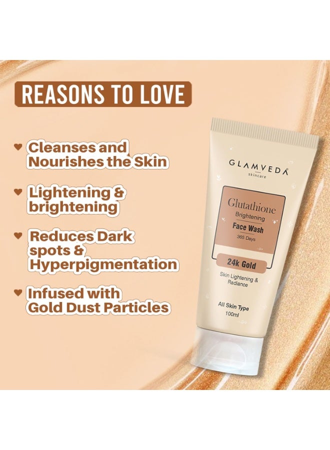 Glamveda Glutathione 24K Gold Face Wash (Pack of 3, 100ml) Skin Brightening & Lightening | Vitamin C Radiant Glowing Cleanser | Facewash for Men & Women | Deep Cleansing & Tan Removal | All Skin Types - Image 5