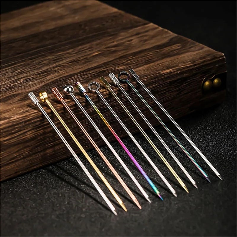 Widely 60pcs Stainless Steel Fruit Sticks Bar Tools Drink Stirring Sticks Picks Party Wedding Accessory Cocktail Picks For Drinks(Rainbow Ball 60PCS) - Image 3